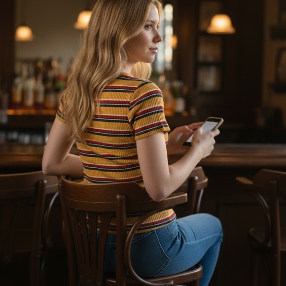 Striped Ribbed Knit Top - Picture 2 of 6